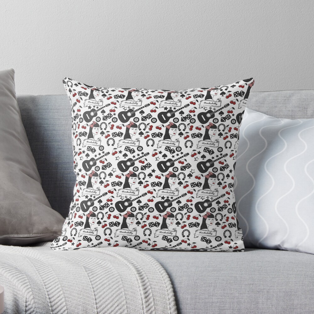 Rockabilly Girl Throw Pillow
