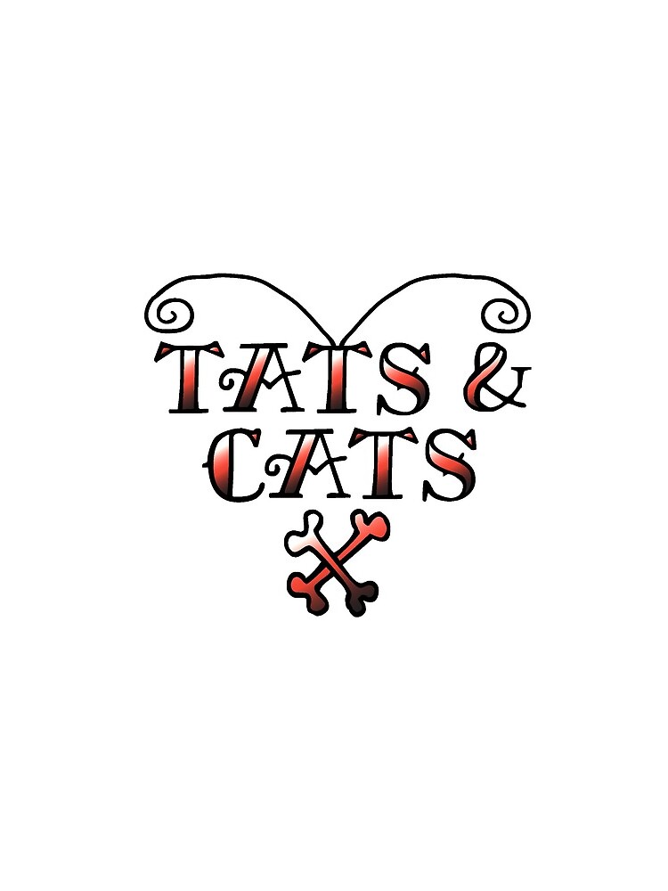 Love Tats & Cats Tattooed Cat Lovers Illustration (Black/Red) by MCGraphics