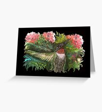 Batzilla - Batty for Hummingbirds by Tz StLouis - pink background Greeting Card