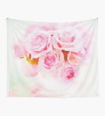 Water color painting,pink roses Wall Tapestry