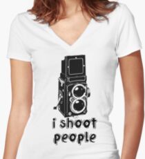 TLR Camera - I Shoot People Photography T Shirt Women's Fitted V-Neck T-Shirt