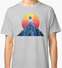 Synthwave Wire Frame Mountain Classic T-Shirt