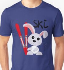 Süßer Ski Hase hält seine Skier Unisex T-Shirt