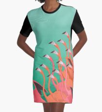 Fresco of the flamingoes Graphic T-Shirt Dress