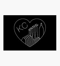 Kansas City - Minimalist Line Art Skyline Heart White Photographic Print