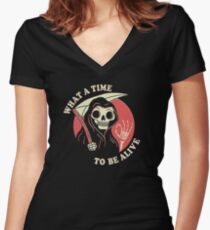 Was für eine Zeit zu leben Shirt mit V-Ausschnitt