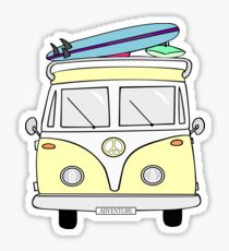 Pegatina "Aventura" amarilla Hippie Van