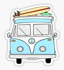 Pegatina Azul "Envíalo" Hippie Van