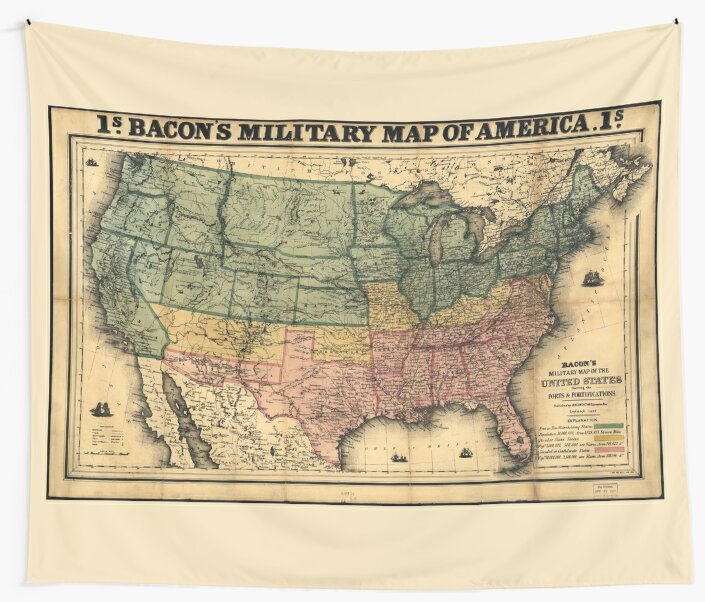 "Bacon's Civil War Military Map of the United States (1862)" Wall 