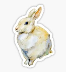 Aquarellkaninchen, das auf Gras sitzt Sticker
