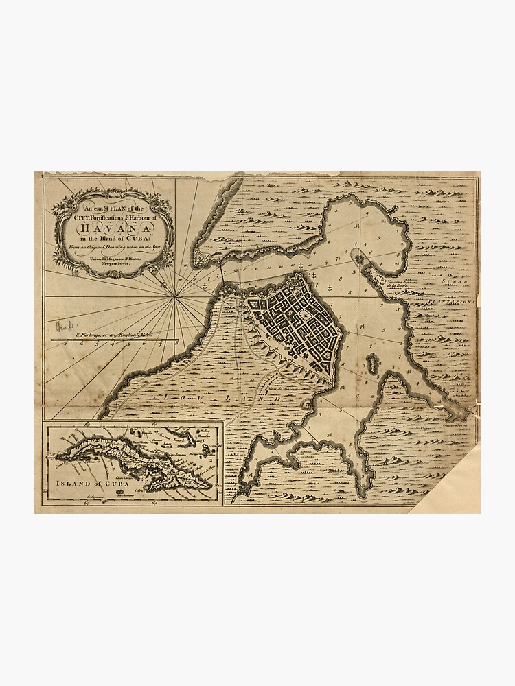 Map of Havana, Cuba (1762) Photographic Print picture relating to Printable Map of Havana named Map of Havana, Cuba (1762) Photographic Print