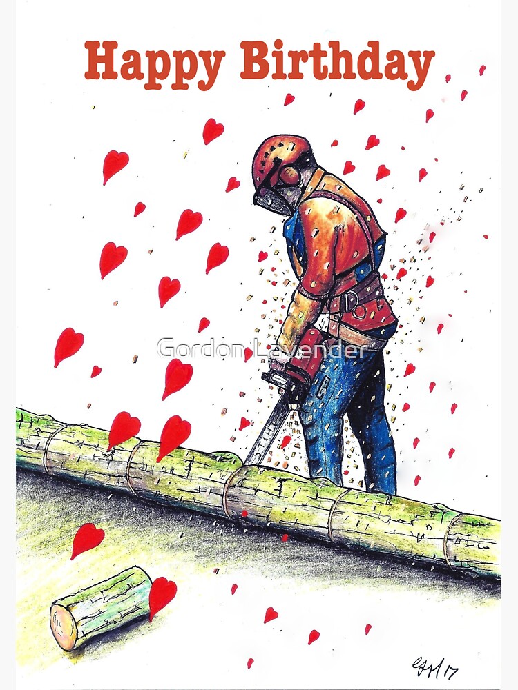 "Tree Surgeon Arborist Happy Birthday Card" Sticker by KoiPainting