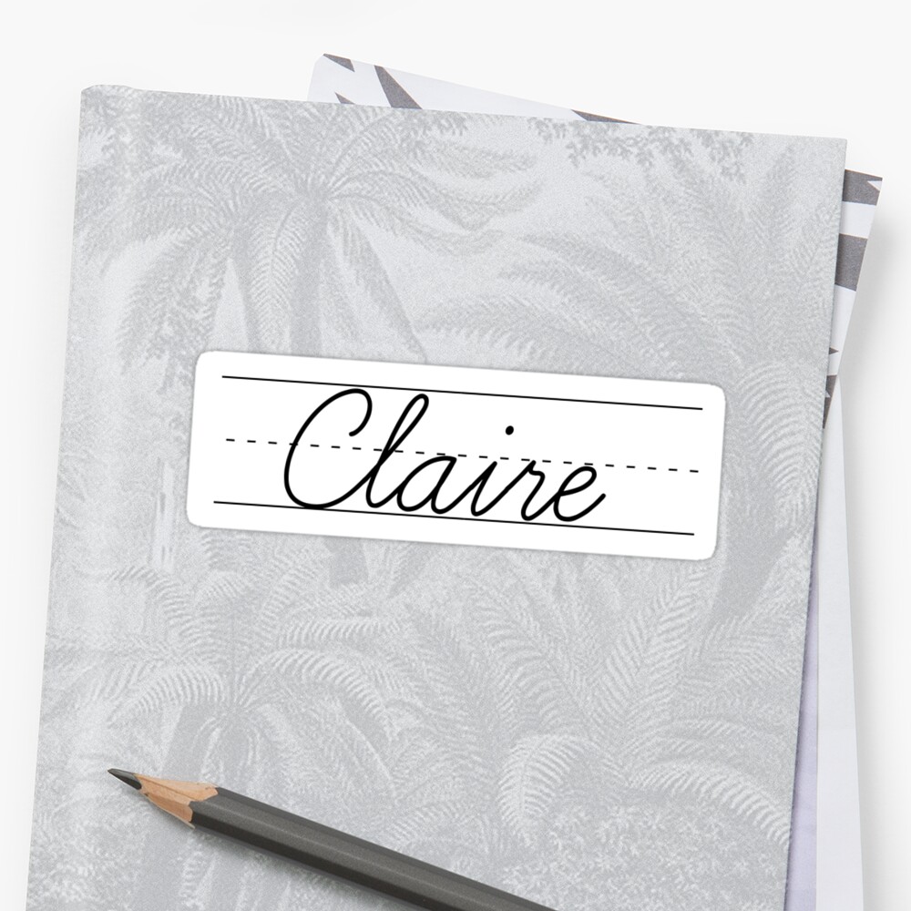 claire-cursive-handwriting-sticker-by-thedoodlecoop-redbubble