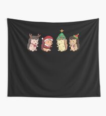 Hedgehog Weinhachten Santa Claus toast gift Wall Tapestry