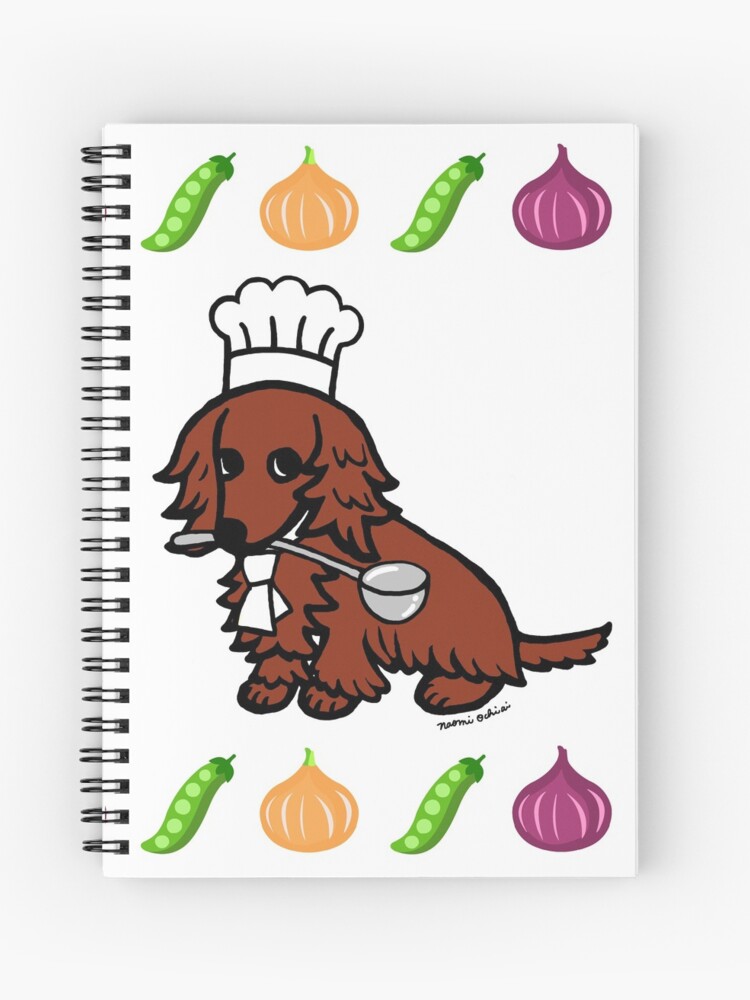Dachshund Chef Red Long Haired Spiral Notebook By Happylabradors