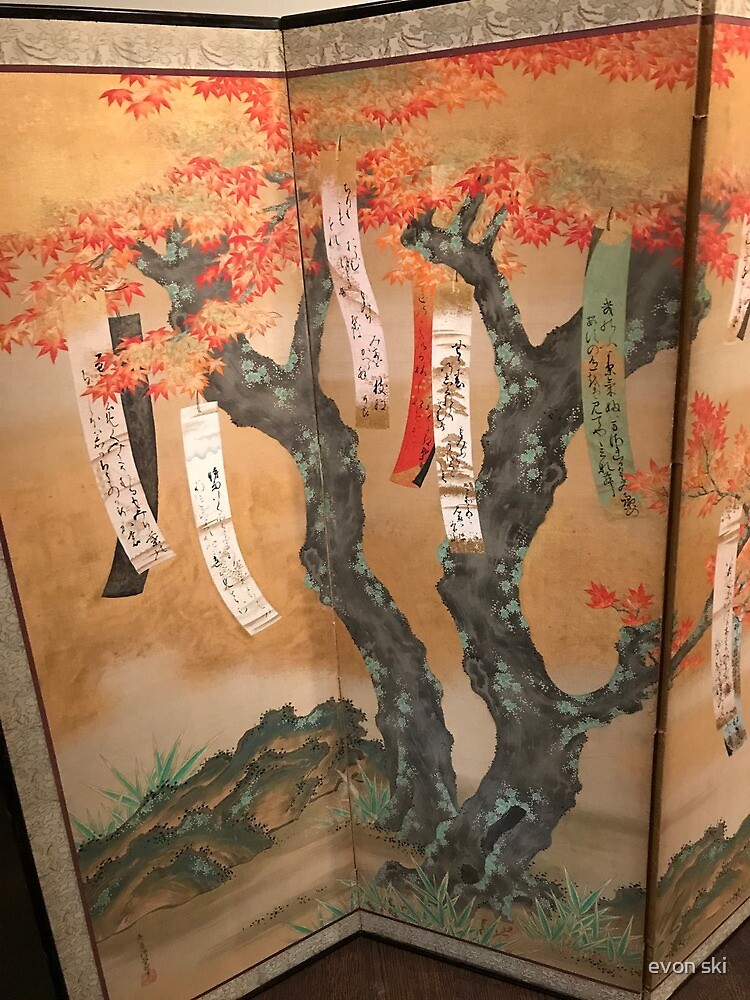 "Detail of Japanese Screen From Ando Gallery" by evon ski Redbubble