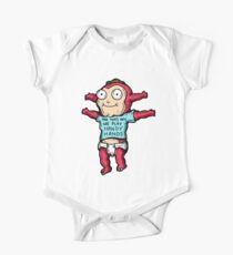 Morty Jr from Rick and Morty™ wearing 'and that's how we play handy hands' quote t-shirt Short Sleeve Baby One-Piece