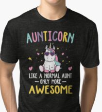 Aunticorn Like a Normal Aunt Only More Awesome Unicorn Aunt Funny Tri-blend T-Shirt
