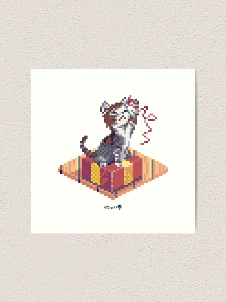 Alternate view of Kitten playing with Ribbon - Present Cube Art Print