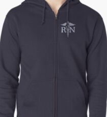 Registered Nurse Medical Caduceus Zipped Hoodie