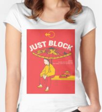 Just Block! Fighting Game Poster Design Women's Fitted Scoop T-Shirt