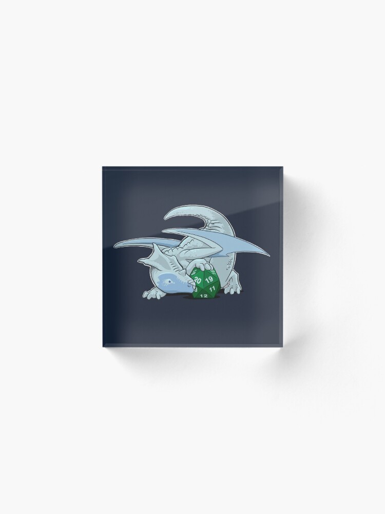Alternate view of D20 White Dragon Acrylic Block
