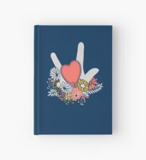 ASL ich liebe dich Herzen Floral Navy Notizbuch