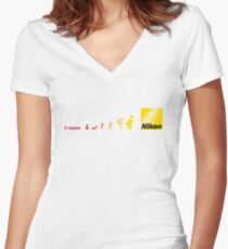 Nikon vs Canon Women's Fitted V-Neck T-Shirt