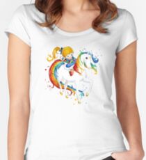 Aquarell Regenbogen Brite Tailliertes Rundhals-Shirt