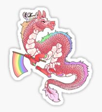 Gay Pride Eastern Dragon - Pastel. Sticker
