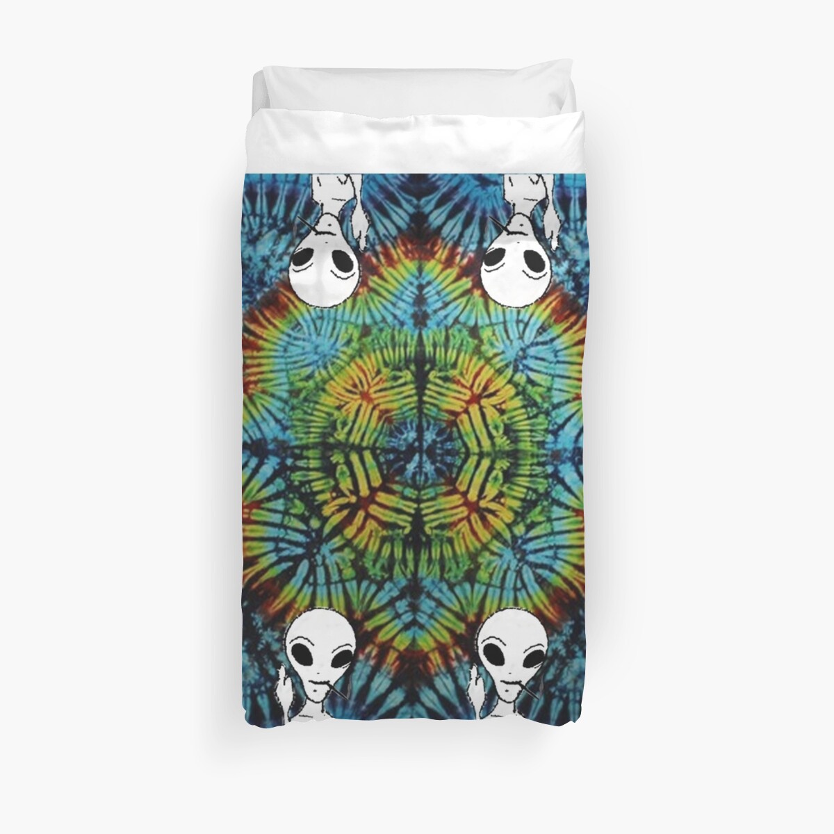  Tie Dye Alien Salute Duvet Covers by Reed Williams 