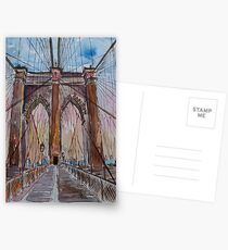 Postales Puente de Brooklyn de Nueva York - Paisaje urbano - Acuarela