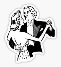 "Darf ich um diesen Tanz bitten?" Retro Lesbisches Paar Sticker