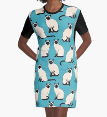 Siamese Cats - sparse pattern Graphic T-Shirt Dress