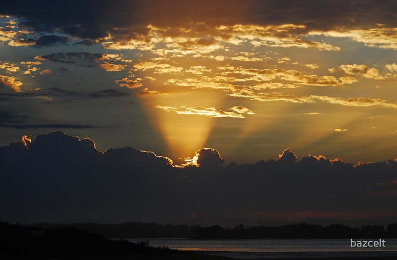 "Beams to Heaven, Sunset" by bazcelt Redbubble