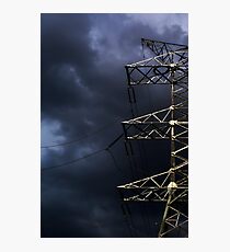 Power line against a stormy sky Photographic Print