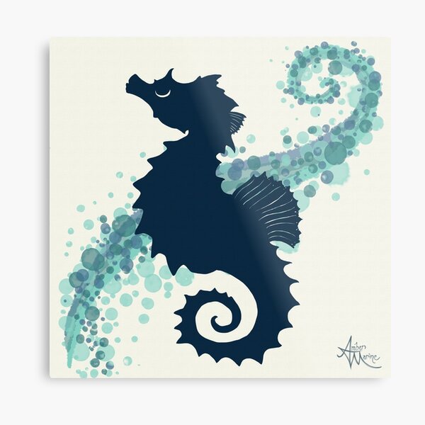 Seahorse Silhouette, by Amber Marine © 2015 Metal Print