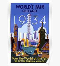 World's Fair Chicago 1934 Vintage Travel Poster Poster