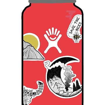 Cute Red Hydro flask drawing Sticker for Sale by FrizbeeEyes