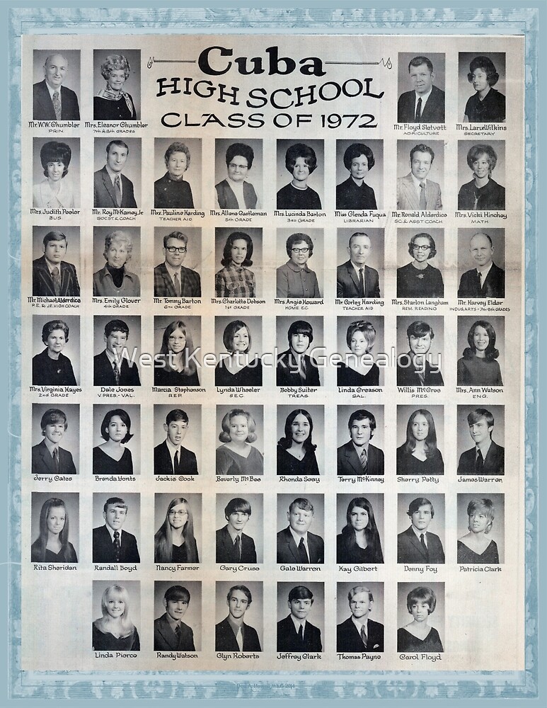 "1972 Cuba High School" by West Kentucky Genealogy Redbubble