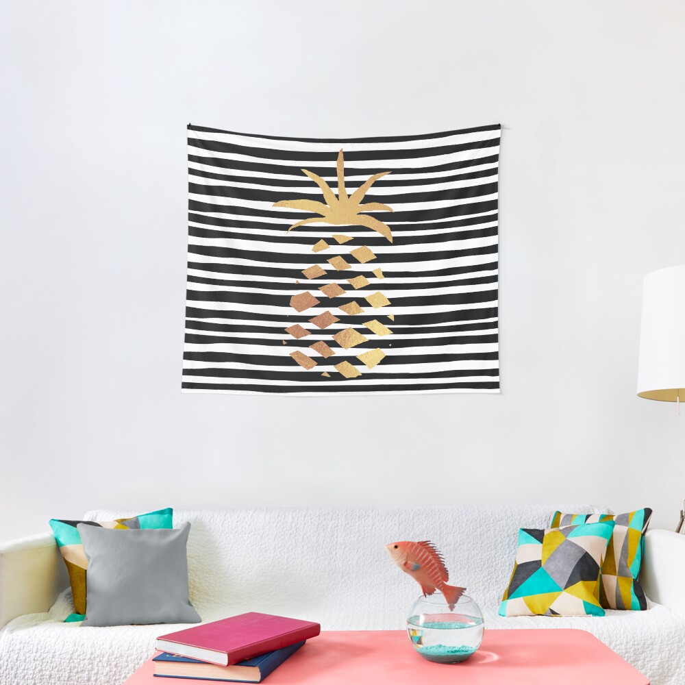 Gold Pineapple-B&W Tapestry