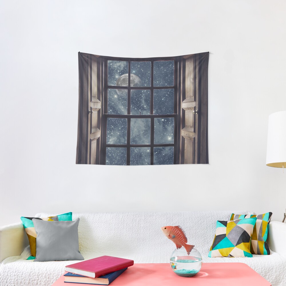 Space view Window-Moon shine Tapestry