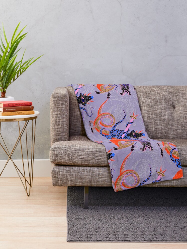 Japanese Water Dragon 虬竜 Throw Blanket