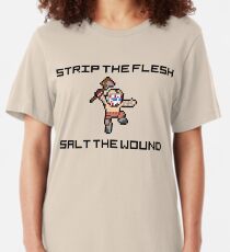 Borderlands Psycho "Strip The Flesh, Salt The Wound" 8-Bit Pixel Art Slim Fit T-Shirt