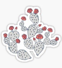 Coral Flowering Cactus on Mustard Yellow Sticker