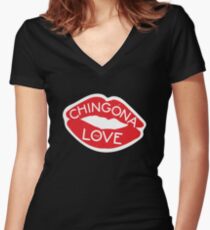 Chingona Love Women's Fitted V-Neck T-Shirt
