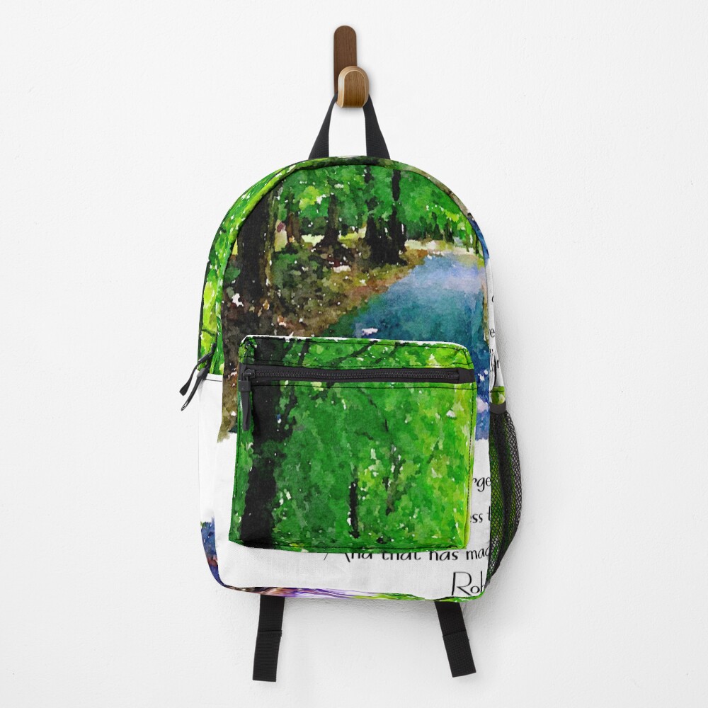 Robert Frost - Two roads diverged in a wood on a backpack