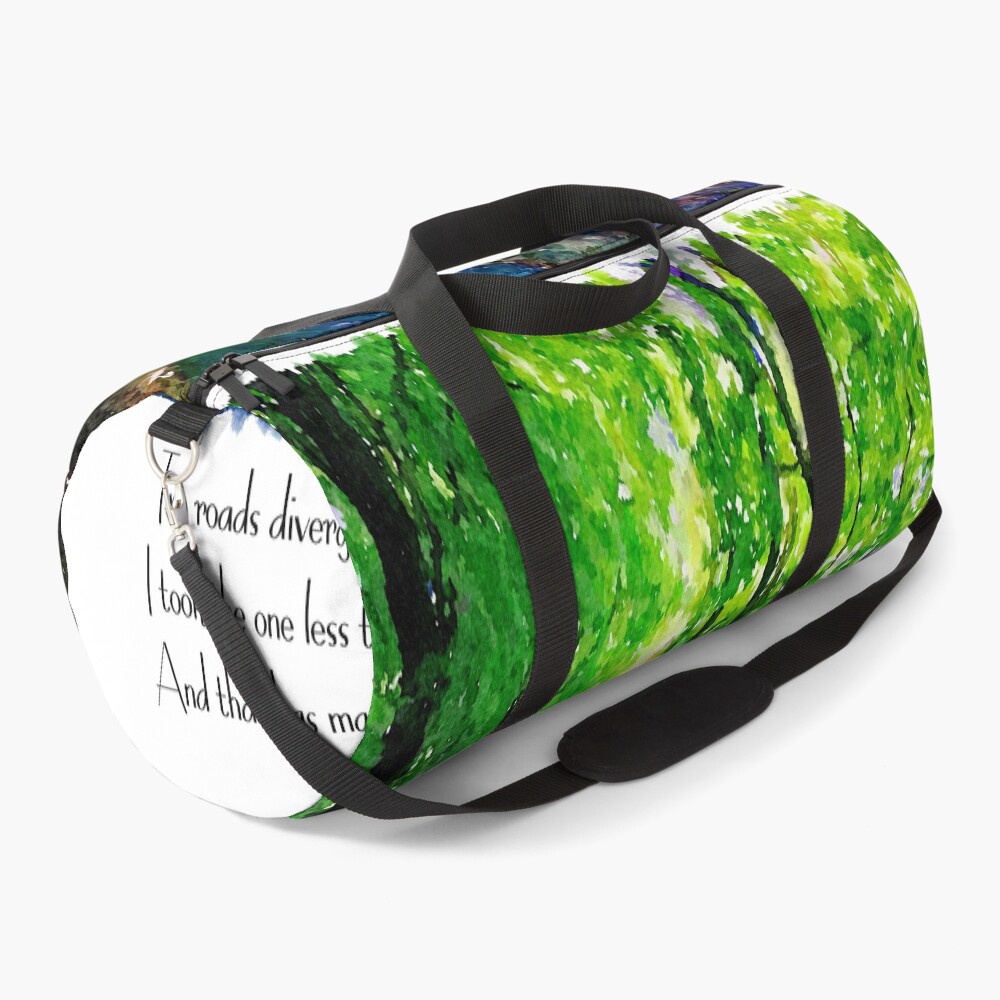 Robert Frost - Two roads diverged in a wood on a duffle bag