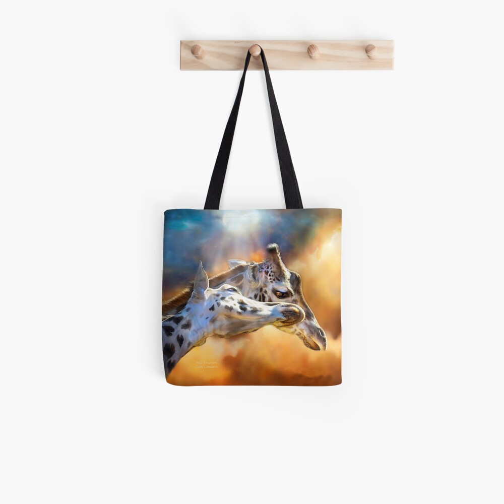 "Giraffes Wild Dreamers" Tote Bag by carolcavalaris Redbubble