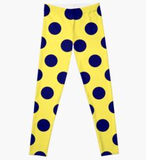 Marineblaue Tupfen auf Senfgelb Leggings